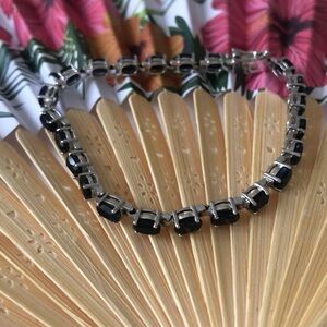 Midnight blue sapphire tennis bracelet